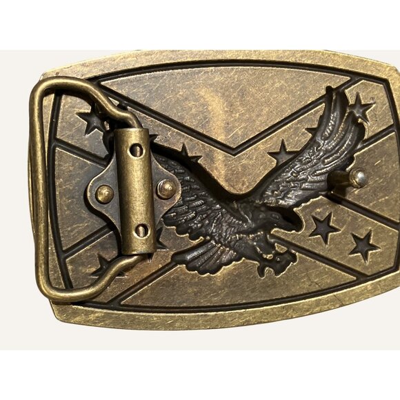Vintage Brass Belt Buckle With Eagle and Stars Design - Picture 8 of 8